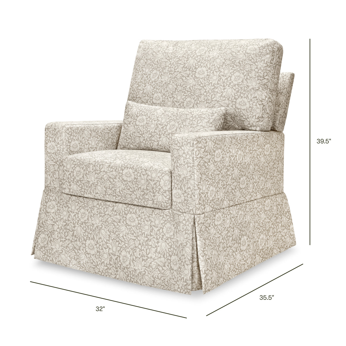 Morris & Co. x Namesake Crawford Pillowback Comfort Swivel Glider - dimensions