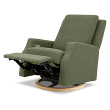 M22286OBLB,Namesake,Crewe Electronic Swivel Glider Recliner in Olive Boucle w/Light Wood Base