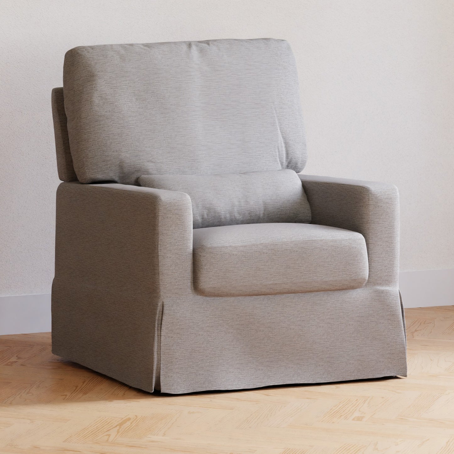 M21787PGEW,Namesake,Crawford Pillowback Comfort Swivel Glider in Performance Grey Eco-Weave