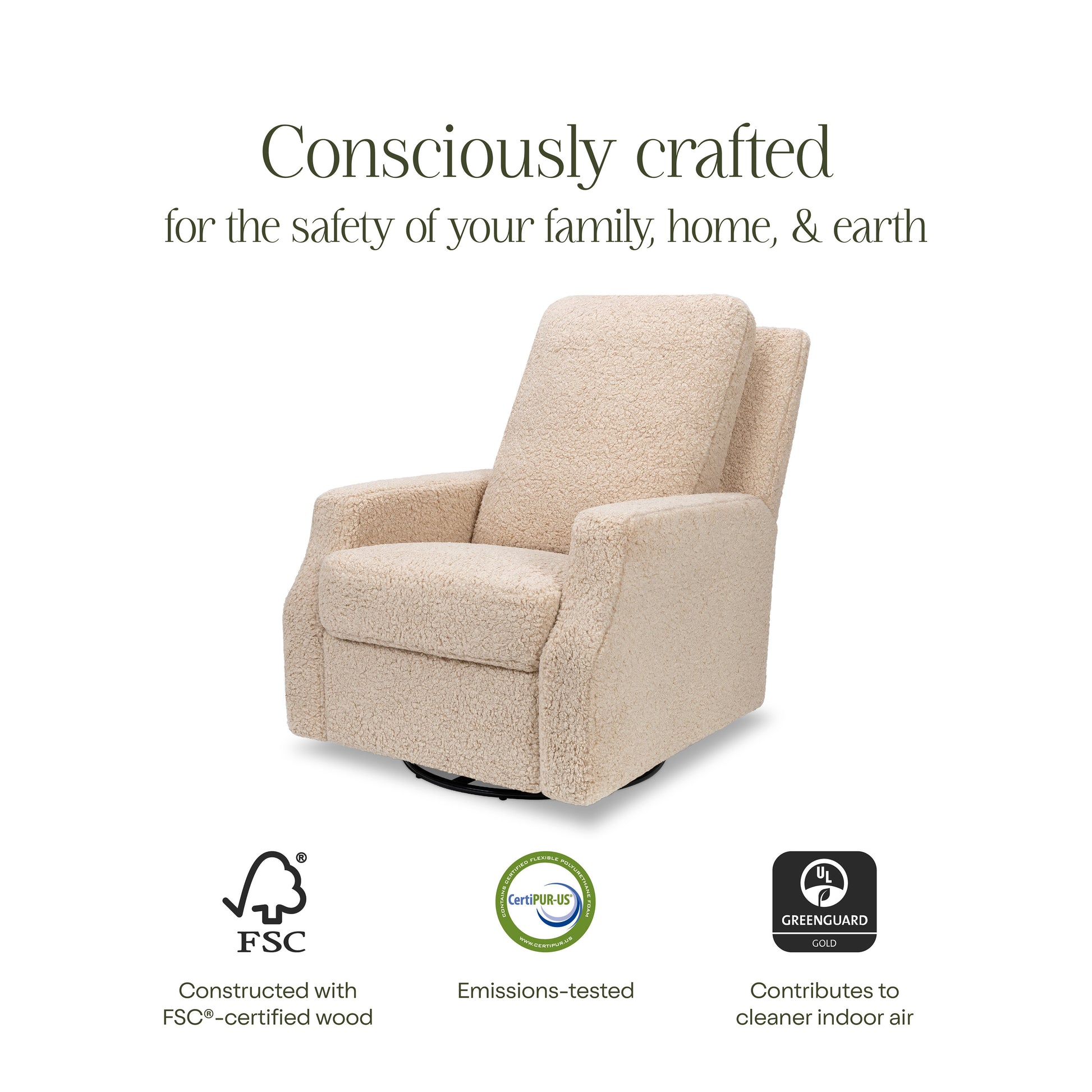 M22287CSG,Namesake,Crewe Recliner and Swivel Glider in Chai Shearling