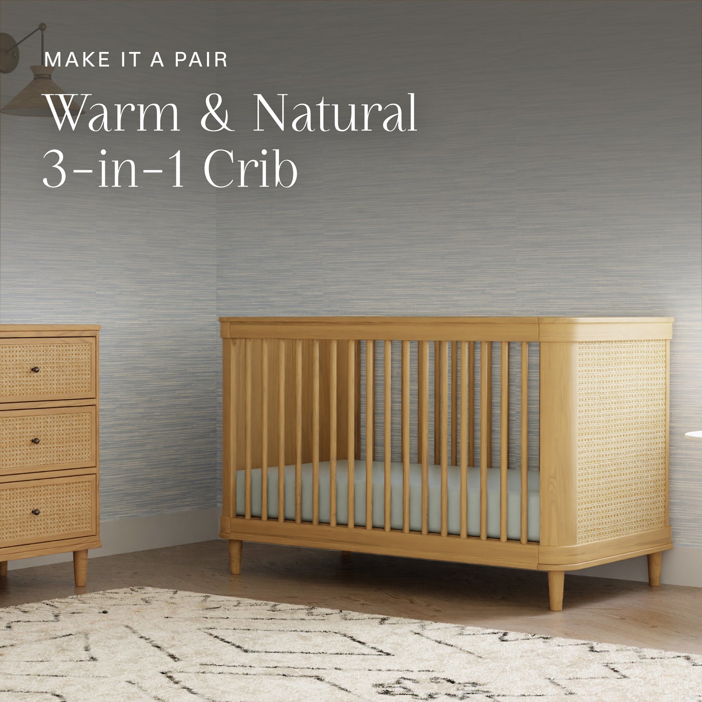 M23716HYHC,Namesake,Marin with Cane 6 Drawer Assembled Dresser in Honey and Honey Cane