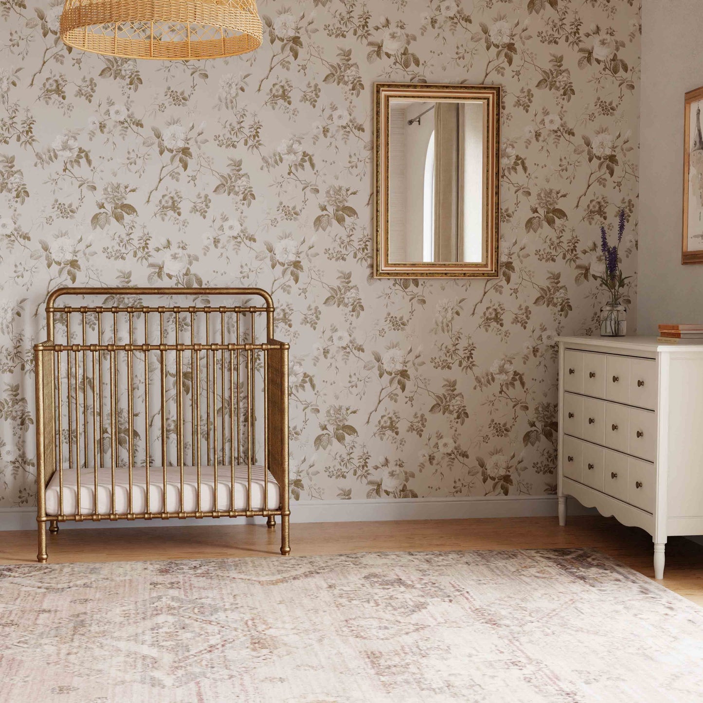 M15398VG,Namesake,Winston 4-in-1 Convertible Mini Crib in Vintage Gold