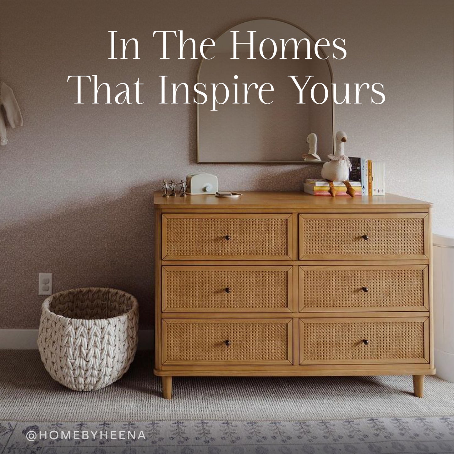 M23716HYHC,Namesake,Marin with Cane 6 Drawer Assembled Dresser in Honey and Honey Cane