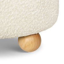 M30985PWBHF,Namesake,Tuffet Storage Ottoman in Performance Ivory Boucle w/Honey Ball Feet