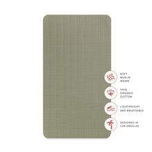 T29735MCA,Matcha Muslin Crib Sheet in GOTS Certified Organic Cotton