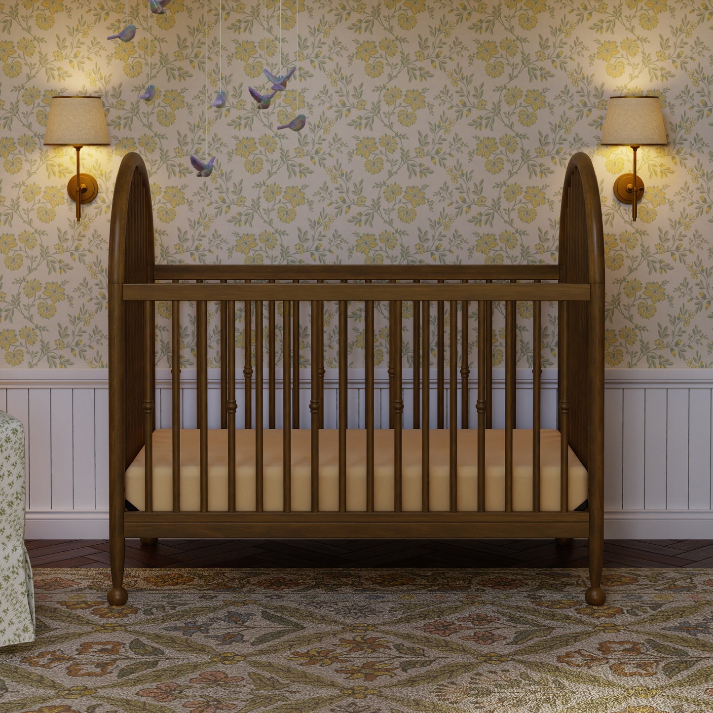 M31401NL,Namesake,Alouette 3-in-1 Convertible Spindle Crib in Natural Walnut