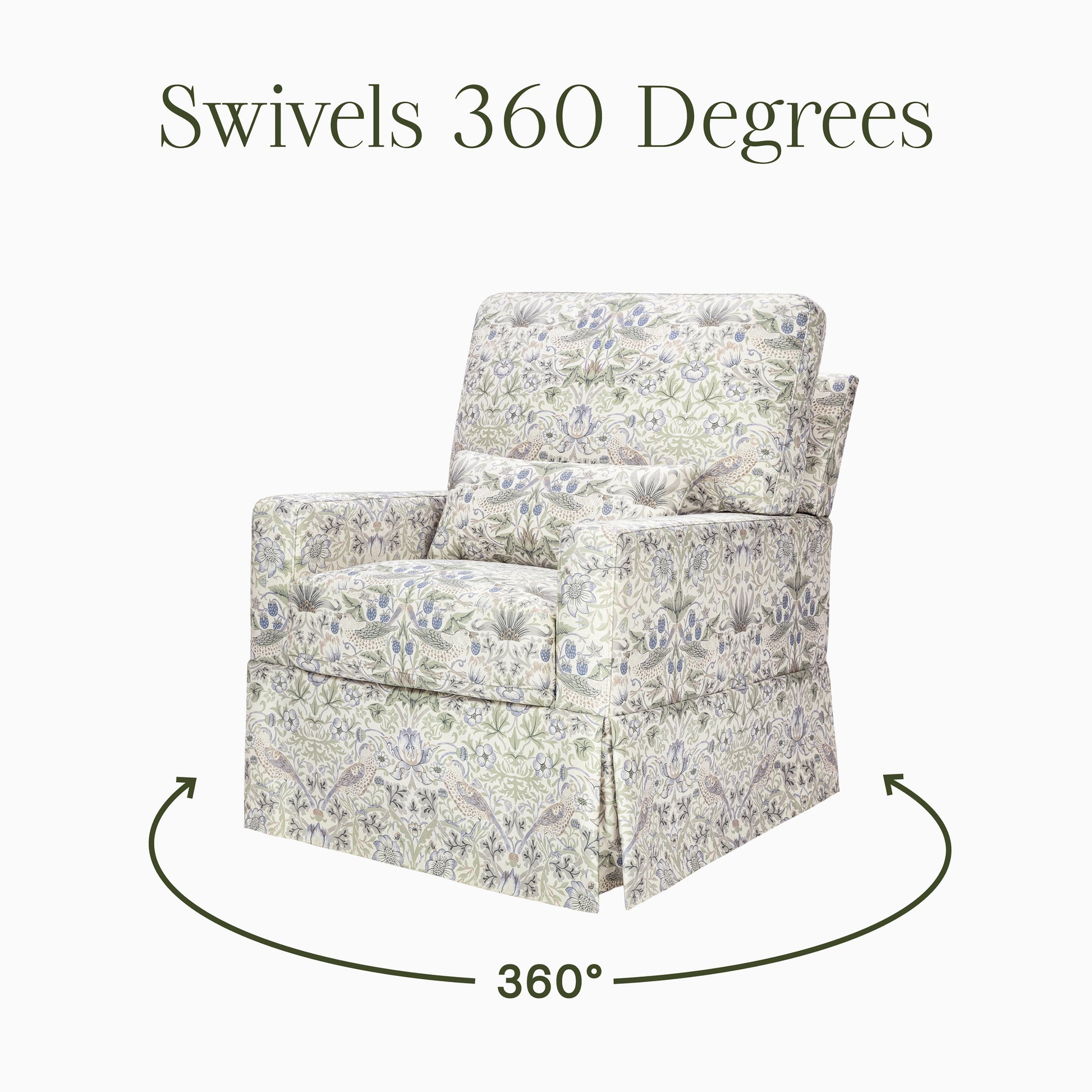 M21787TTFT,Namesake,Crawford Pillowback Comfort Swivel Glider in Strawberry Thief in Fig & Thyme