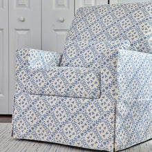 M21787BLT,Namesake,Sarah Flint x Namesake Crawford Swivel Glider in Blue Lattice Performance Eco-Weave