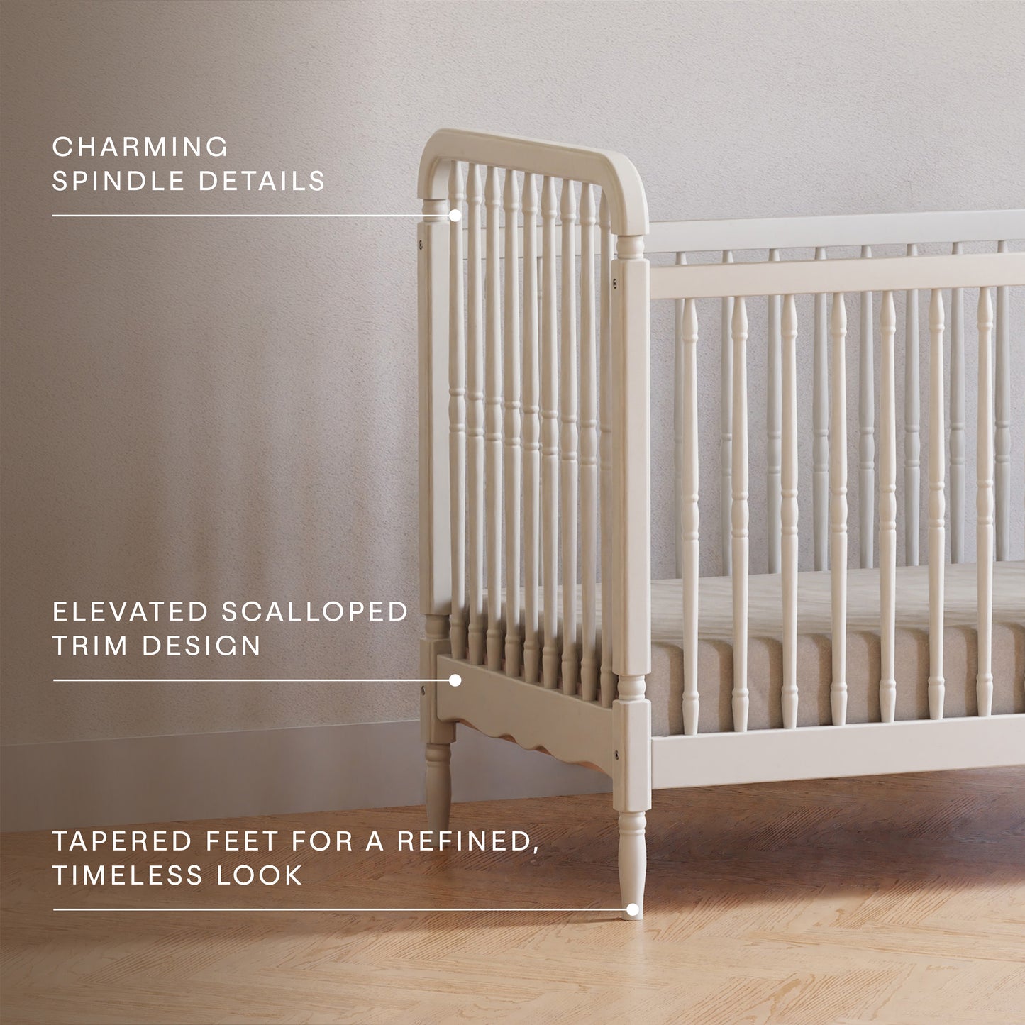M7101RW,Namesake,Liberty 3-in-1 Convertible Spindle Crib w/Toddler Bed Conversion Kit in Warm White
