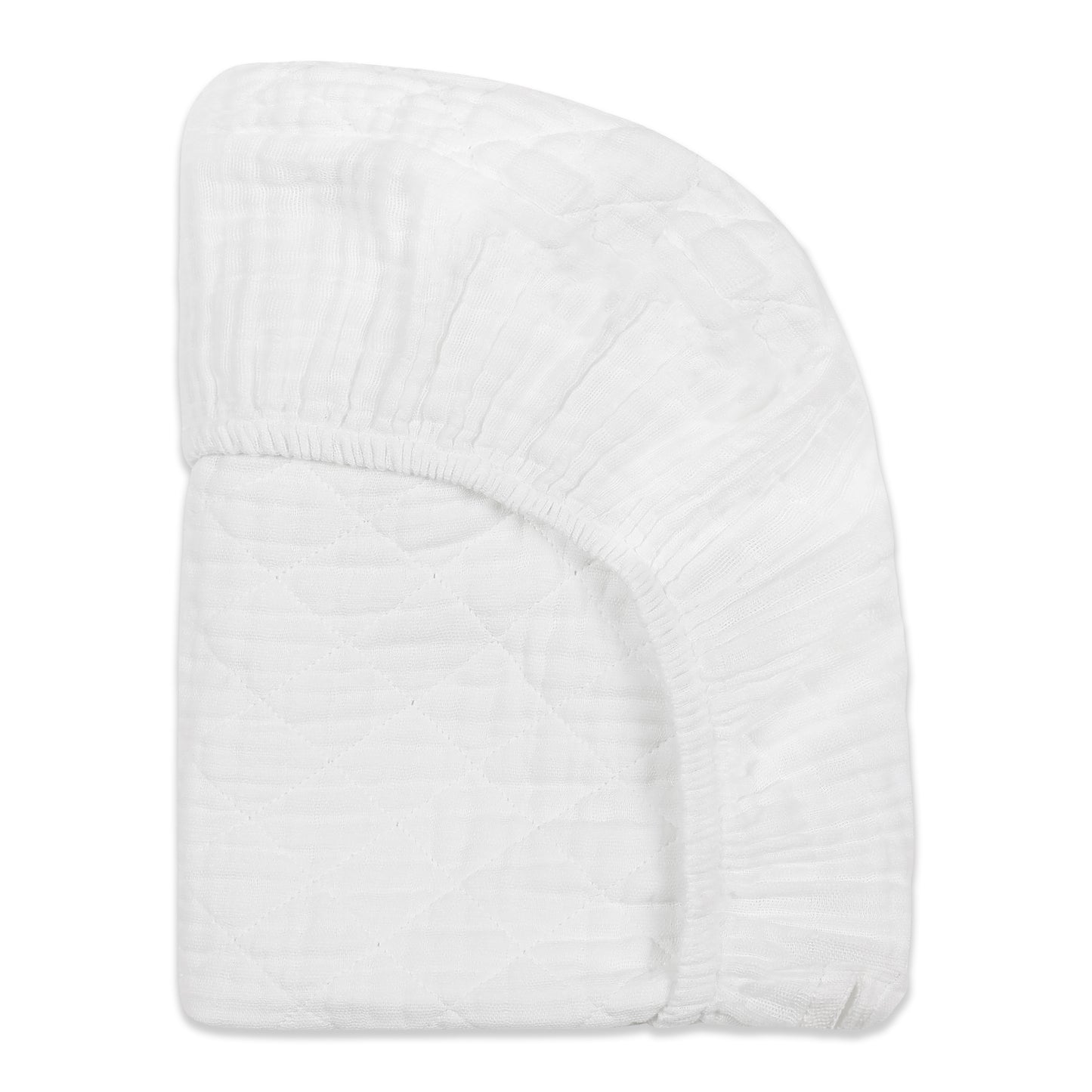 T29437,Plain White Quilted Muslin Changing Pad Cover in GOTS Certified Organic Cotton