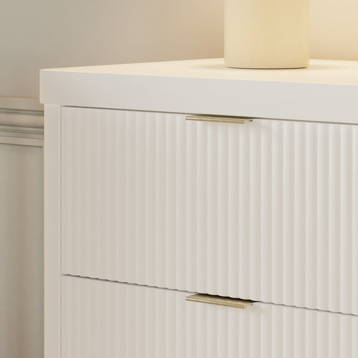 M26716RW,Namesake,Brimsley Tambour 6-Drawer Assembled Dresser in Warm White