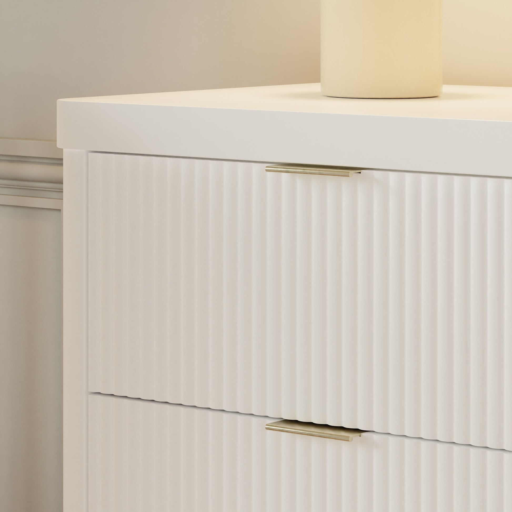 M26716RW,Namesake,Brimsley Tambour 6-Drawer Assembled Dresser in Warm White