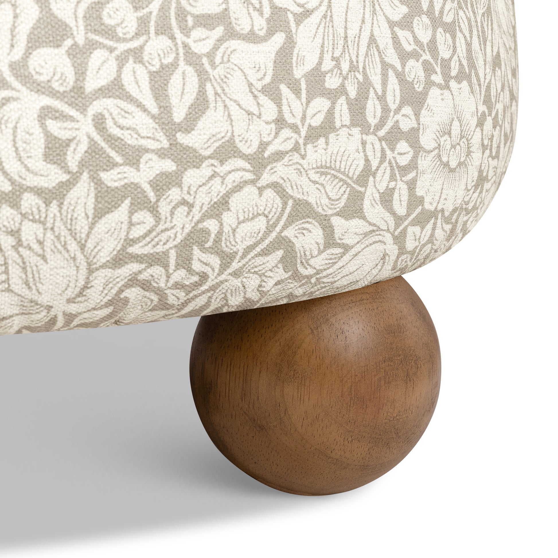 M30985MADF,Namesake,Tuffet Storage Ottoman Mallow in Ash w/ Dark Wood Ball Feet