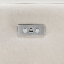 M22286PCMEWLB,Namesake,Crewe Electronic Swivel Glider Recliner in Performance Cream Eco-Weave w/Light Wood Base