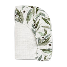 T28237,Olive Branches Quilted Muslin Changing Pad Cover in GOTS Certified Organic Cotton