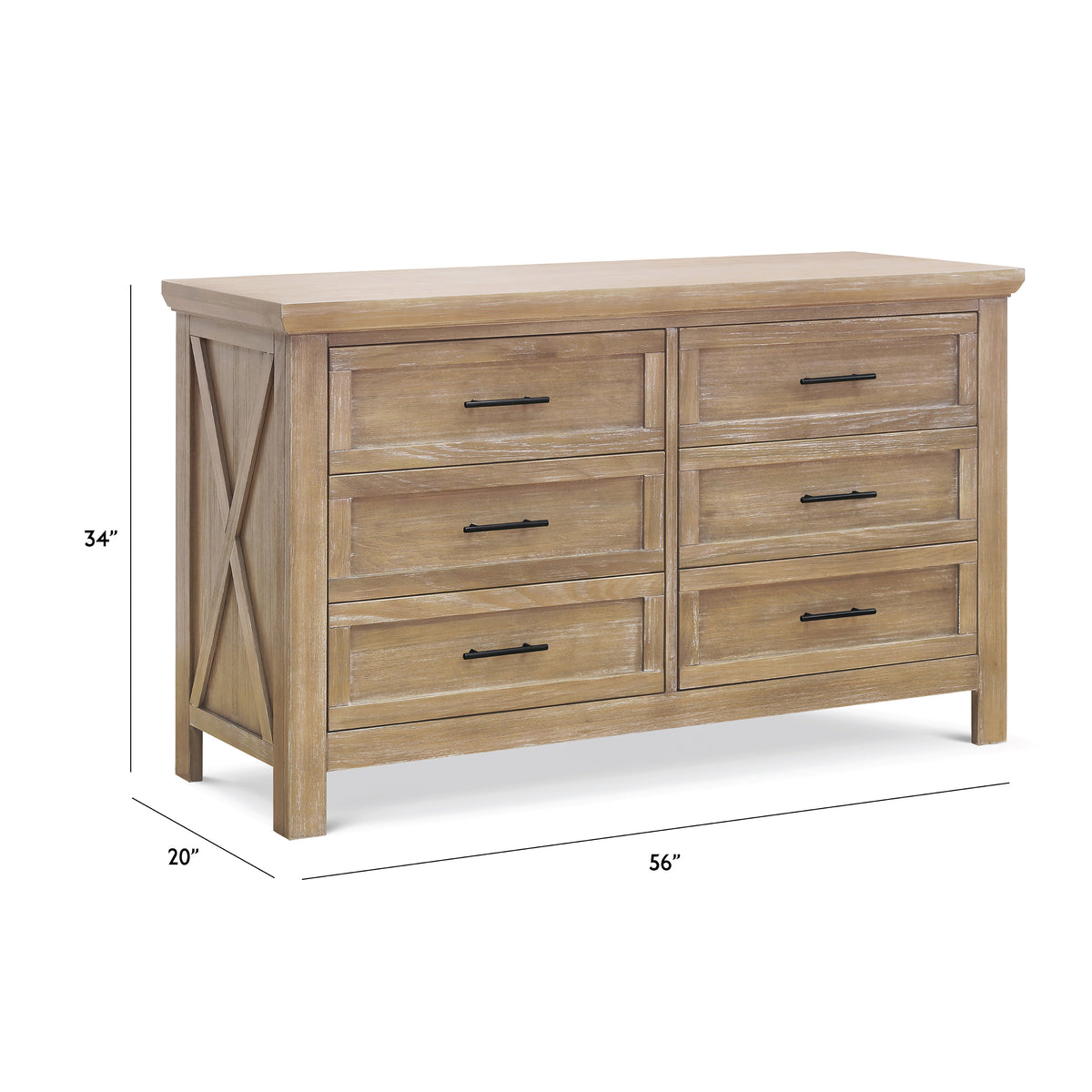 Emory Farmhouse 6-Drawer Dresser - dimensions