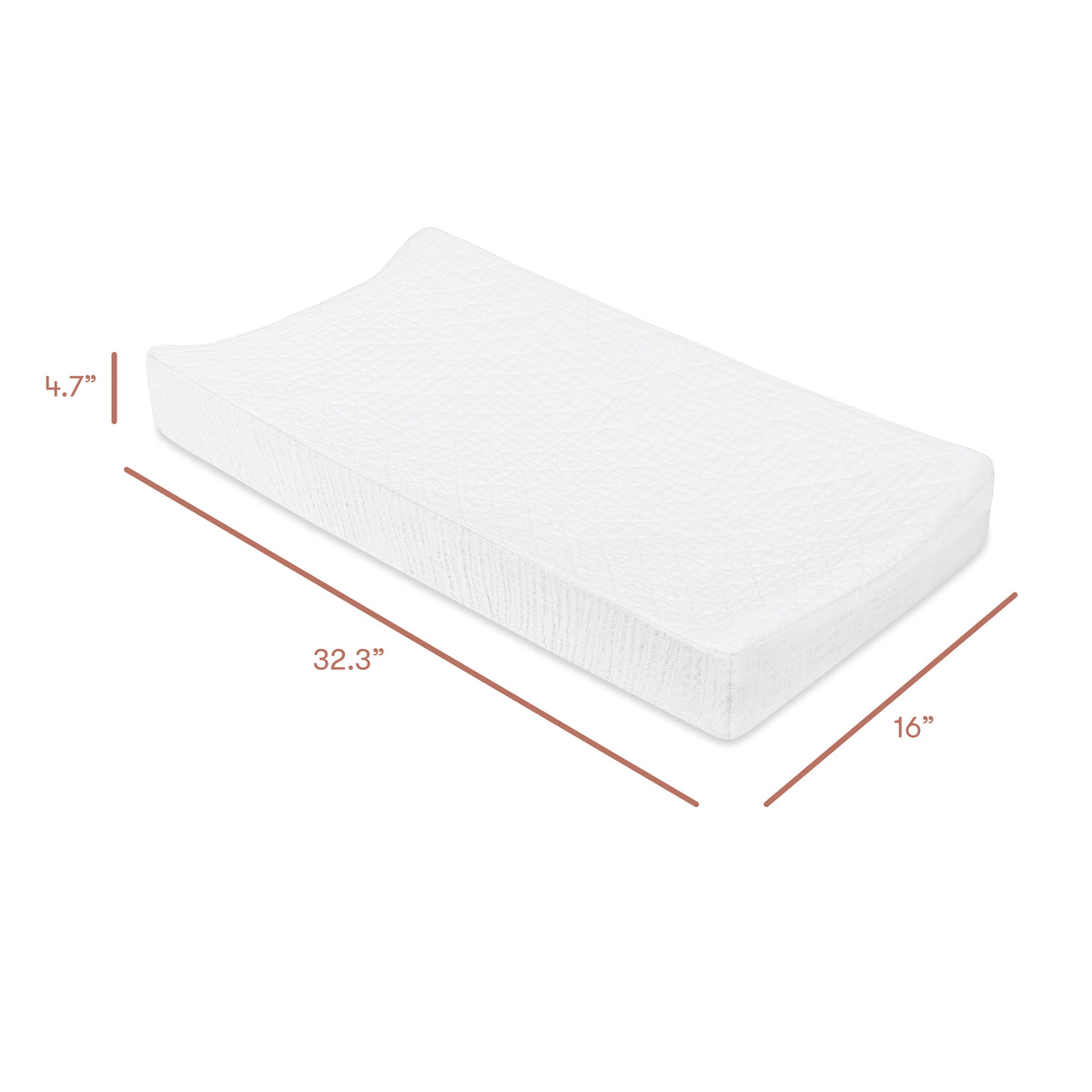 Quilted Changing Pad Cover in GOTS Certified Organic Muslin Cotton - dimensions