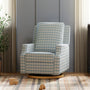 M22286BGHLB,Namesake,Crewe Electronic Swivel Glider Recliner in Blue Gingham with Light Wood Base