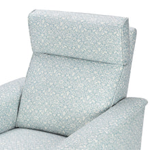M17186BPBDB,Namesake,Willa Plus Power Glider Recliner w/ Power Headrest in Bellflowers in Powdered Blue w/ Dark Wood Base