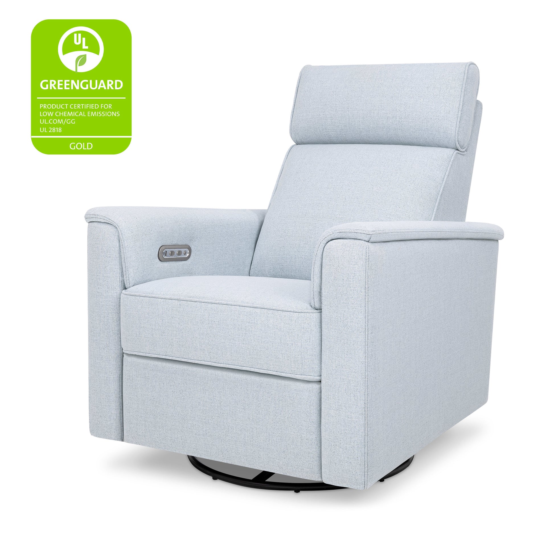 M17186PCET,Namesake,Willa Plus Power Glider Recliner w/ Power Headrest in Performance Blue Chambray Eco-Twill