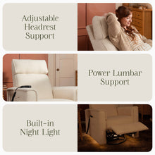 M17183PWB,Namesake,Willa Deluxe Power Glider Recliner w/Heat&Massage in Performance Ivory Boucle