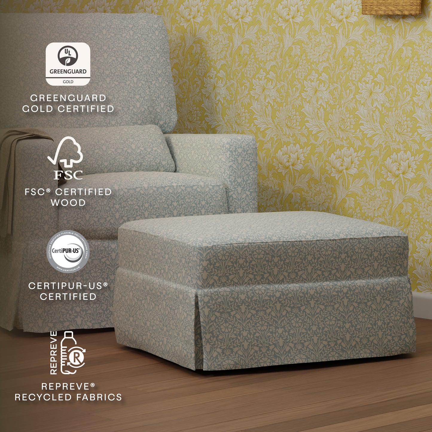 M21785BPB,Namesake,Crawford Gliding Ottoman in Bellflowers in Powdered Blue