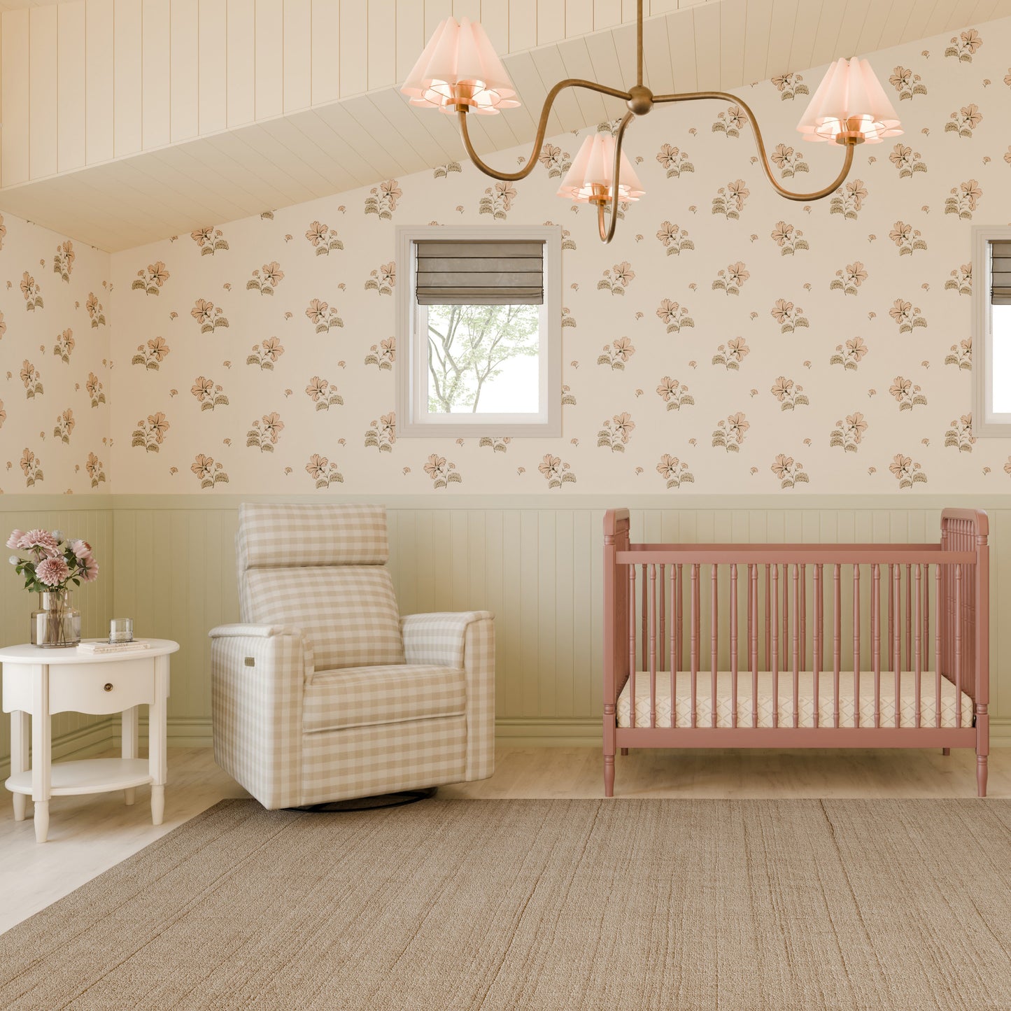 M7101DTR,Namesake,Liberty 3-in-1 Convertible Spindle Crib w/Toddler Bed Conversion Kit in Dusty Rose