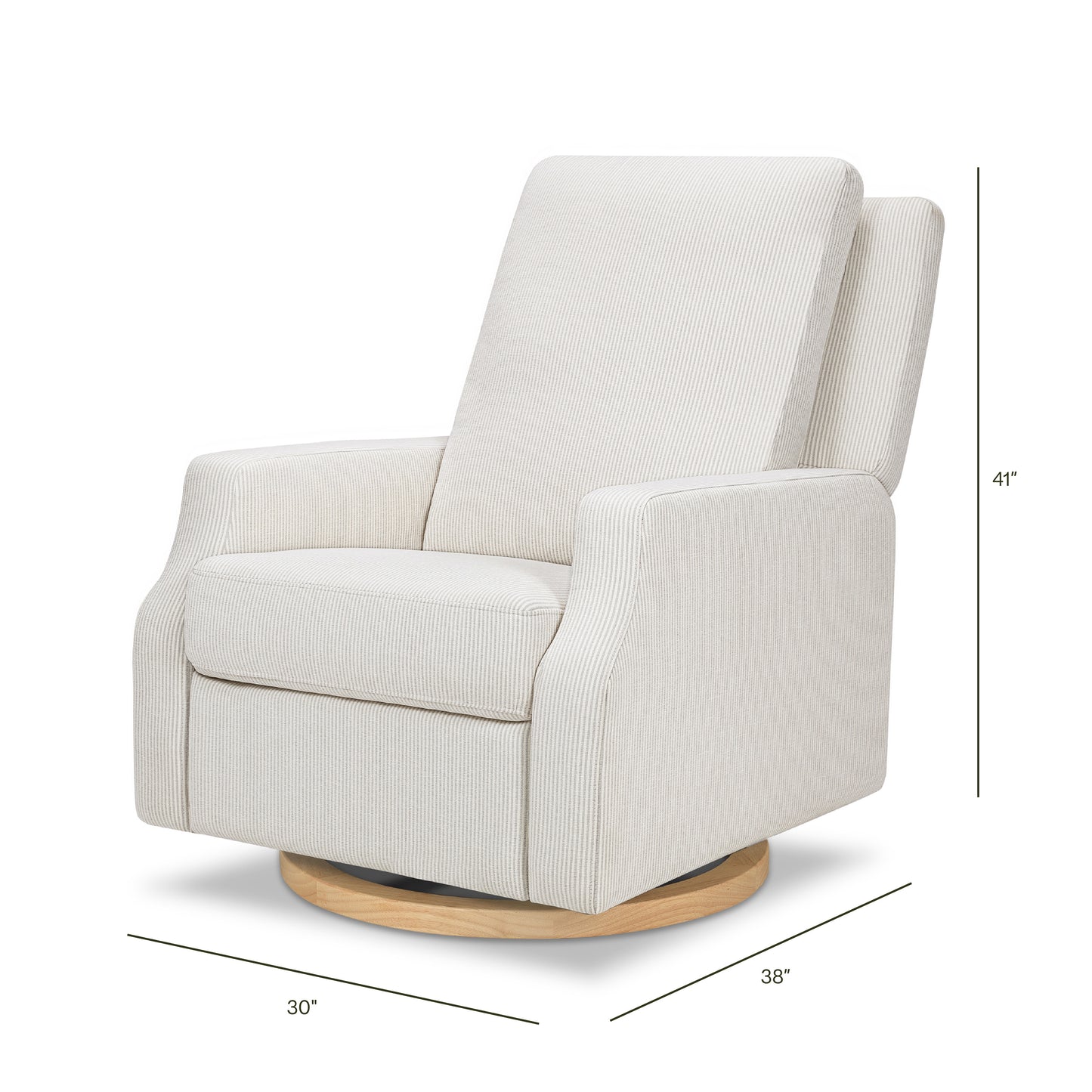 M22287FCSLB,Namesake,Crewe Recliner and Swivel Glider in Fog Chatham Stripe Performance Eco-Weave w/LB