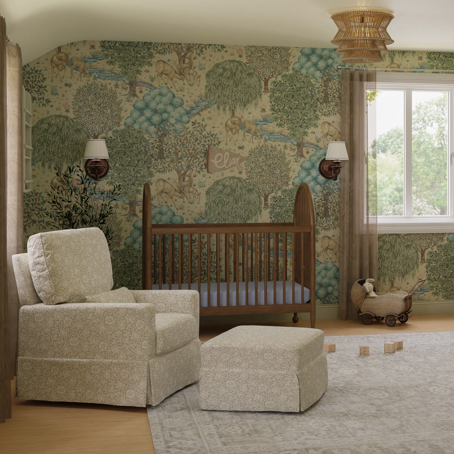 M21787MA,Namesake,Crawford Pillowback Comfort Swivel Glider in Mallow in Ash