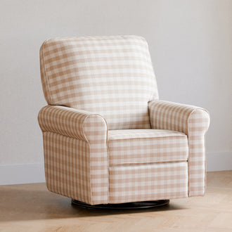 B17787TGH,Monogram by Namesake,Monroe Pillowback Power Recliner in Tan Gingham