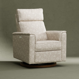 M17186MADB,Namesake,Willa Plus Power Glider Recliner w/ Power Headrest in Mallow in Ash w/ Dark Wood Base