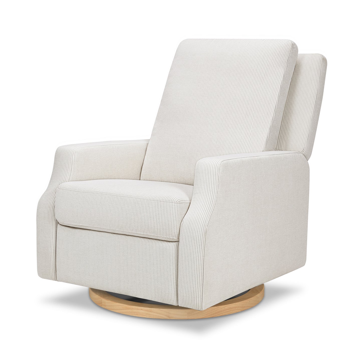 M22287FCSLB,Namesake,Crewe Recliner and Swivel Glider in Fog Chatham Stripe Performance Eco-Weave w/LB