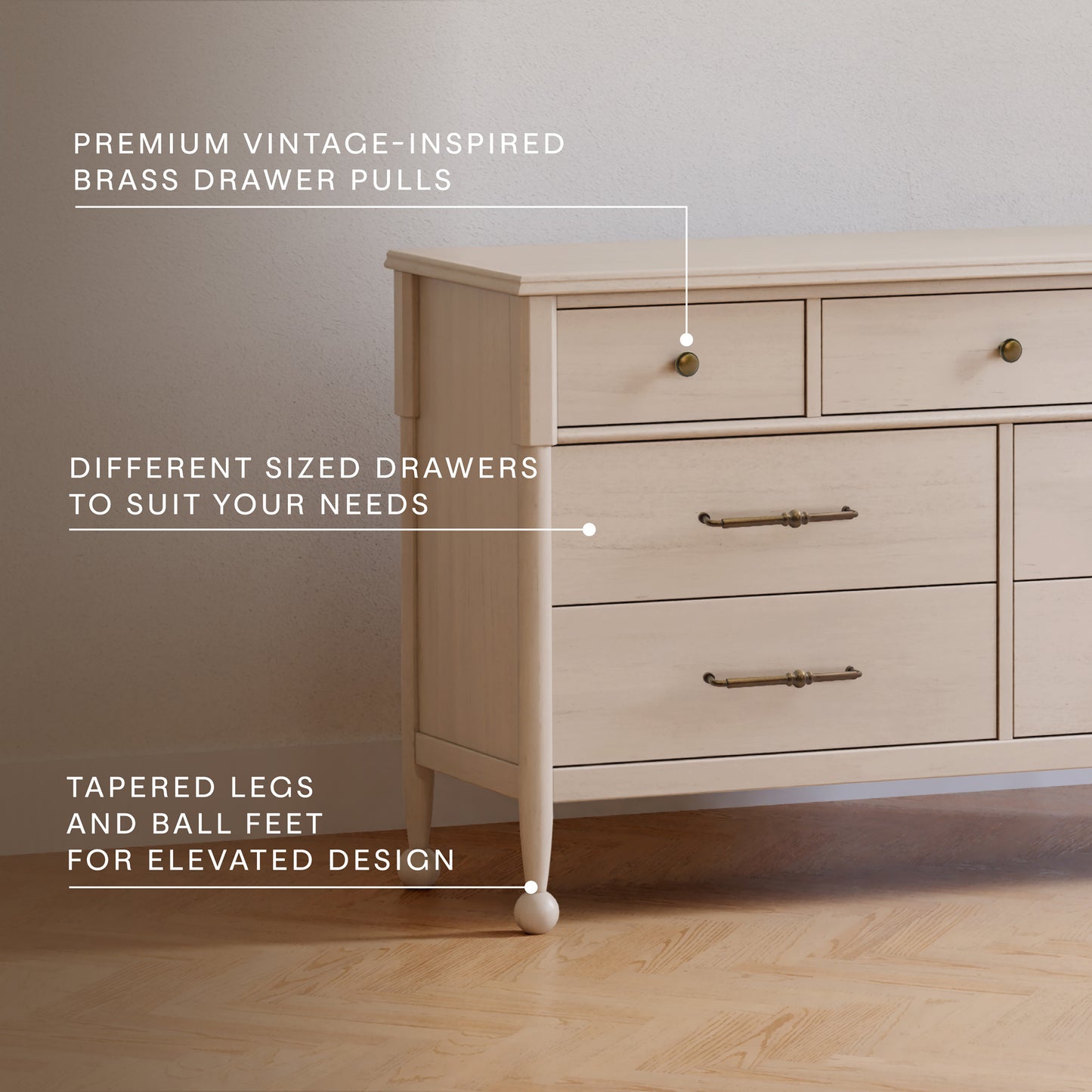 M31416WP,Namesake,Alouette 7-Drawer Assembled Dresser in Washed Pine