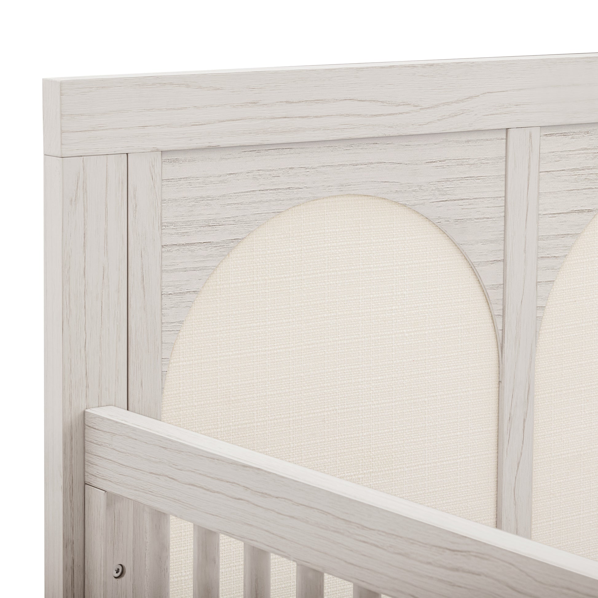 M24801WDFPEW,Namesake,Eloise 4-in-1 Convertible Crib in White Driftwood and Performance Pearl Eco-Weave