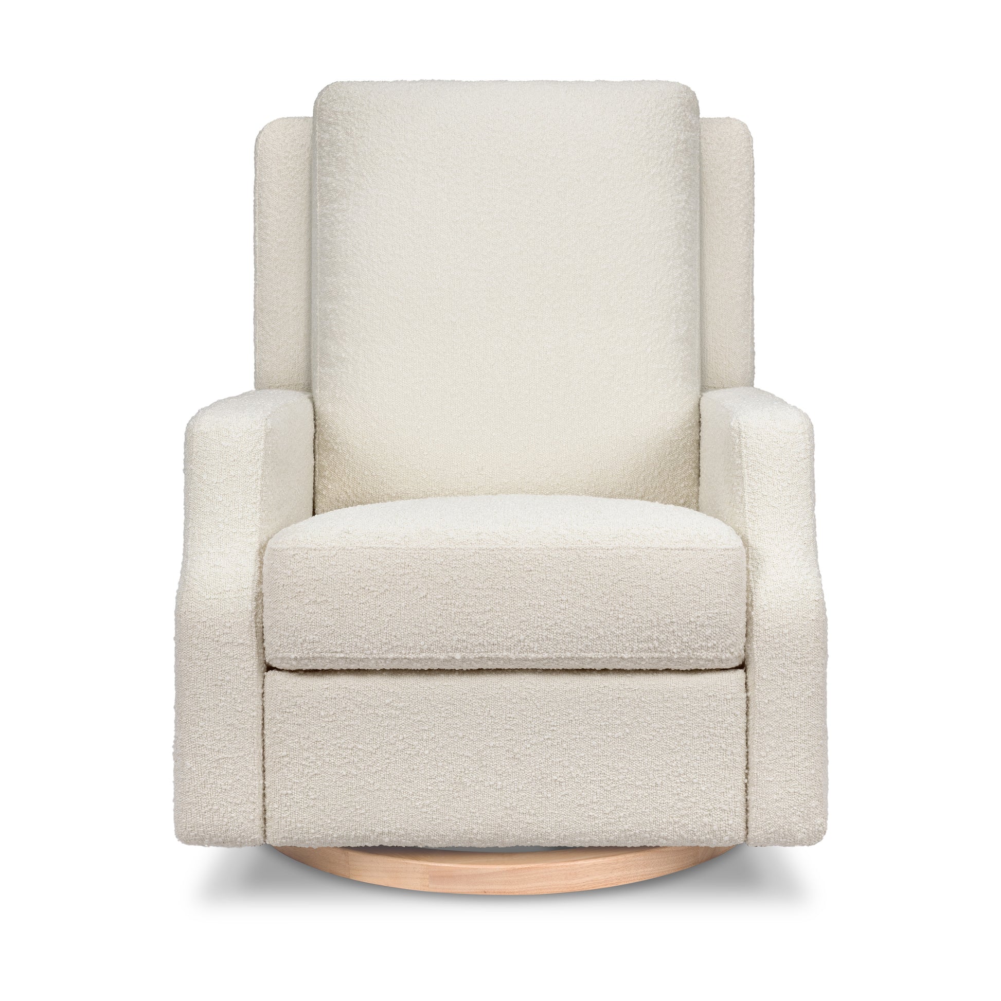 M22286WBLB,Namesake,Crewe Electronic Swivel Glider Recliner in Ivory Boucle w/Light Wood Base