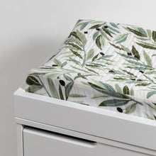 T28237,Olive Branches Quilted Muslin Changing Pad Cover in GOTS Certified Organic Cotton