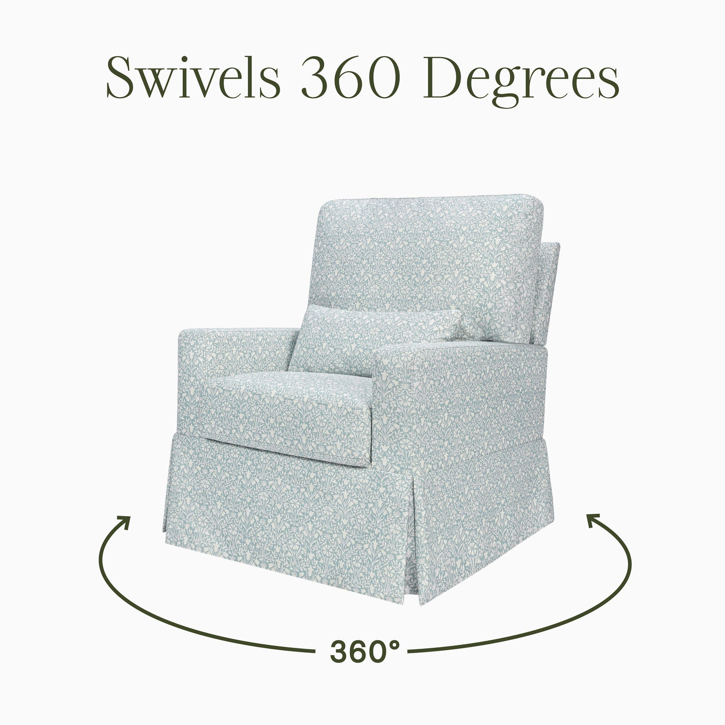 M21787BPB,Namesake,Crawford Pillowback Comfort Swivel Glider in Bellflowers in Powdered Blue