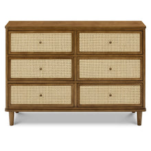 M23716NLBC,Namesake,Marin with Cane 6 Drawer Assembled Dresser in Natural Walnut and Blonde Cane