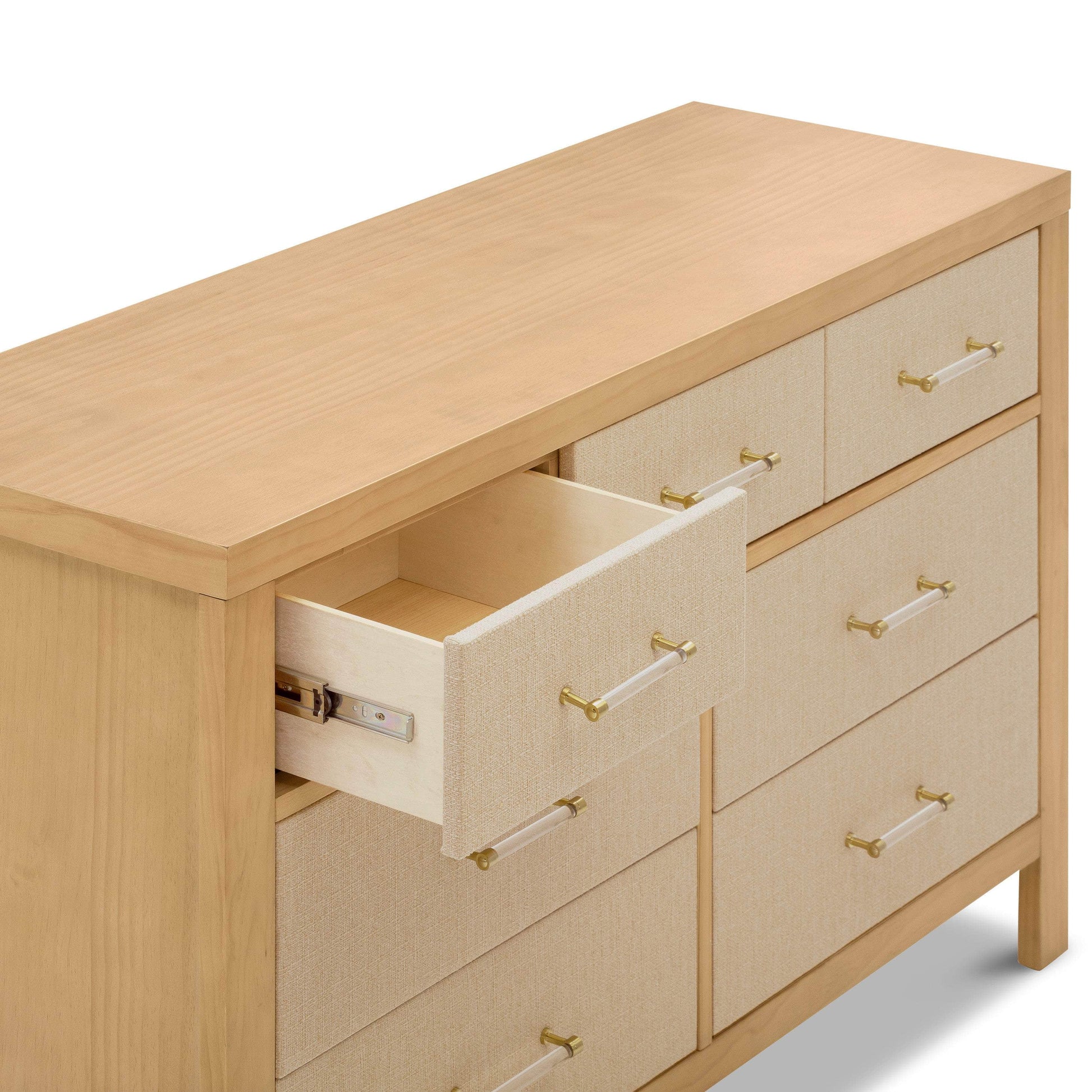 M24816HYPSEW,Eloise 7-Drawer Assembled Dresser in Honey & Performance Sand Eco-Weave
