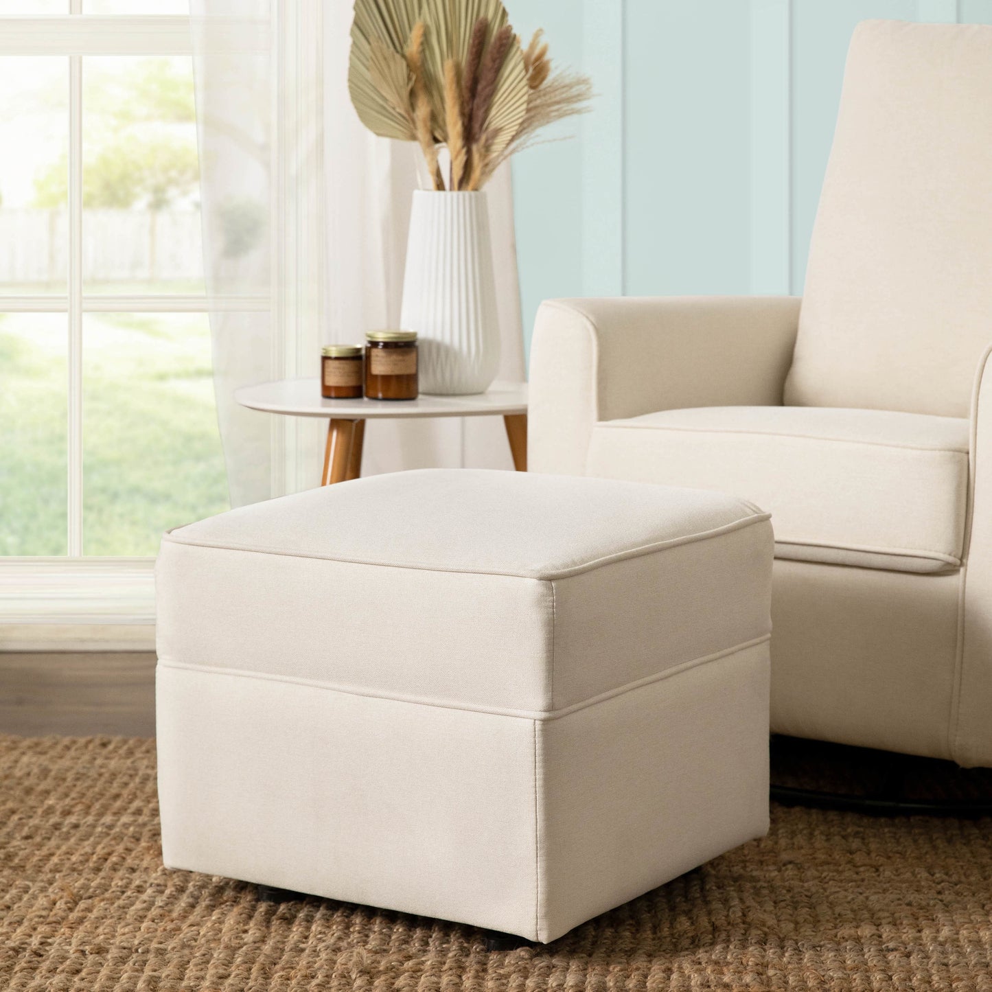 M17285PCMEW,Namesake,Willa/Alden Gliding Ottoman in Performance Cream Eco-Weave