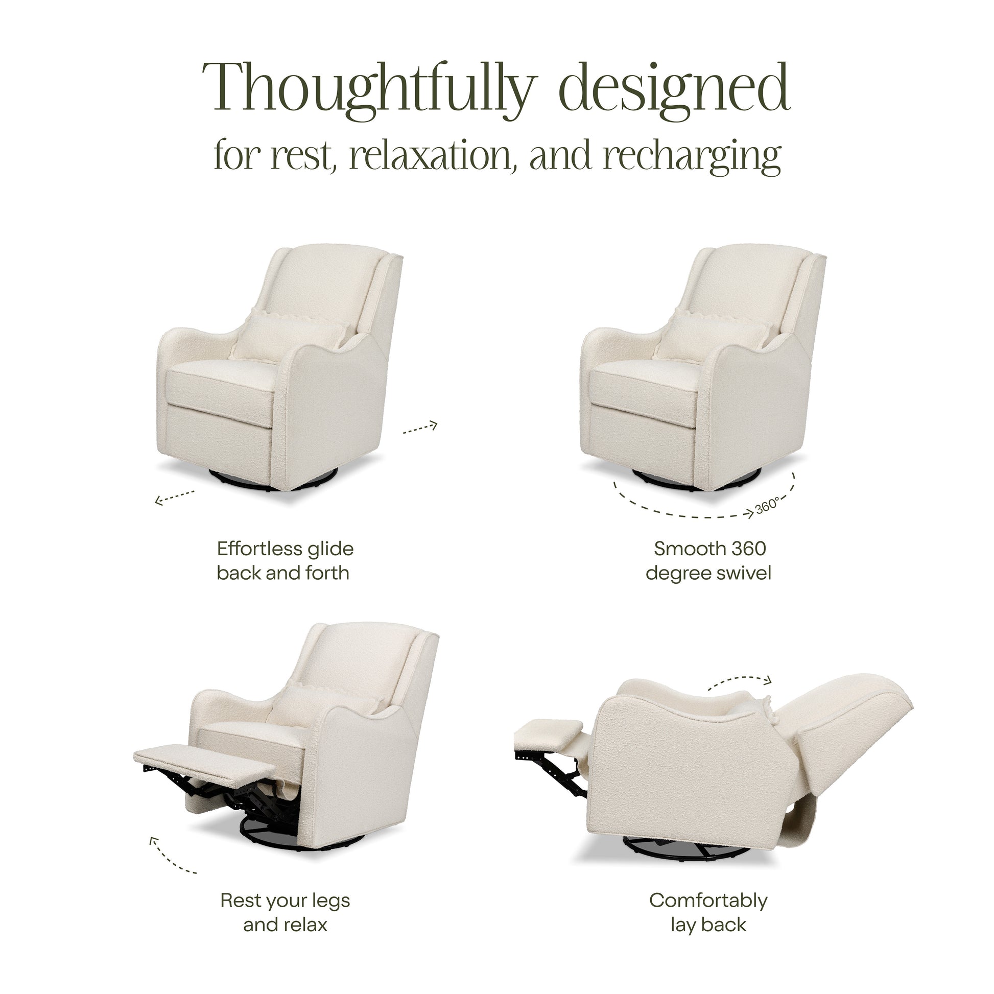 M27787WB,Namesake,Devon Recliner and Swivel Glider in Ivory Boucle