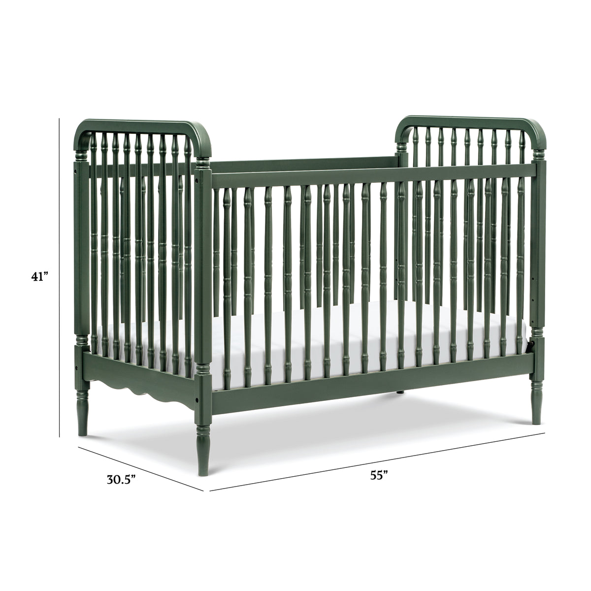 Liberty 3-in-1 Convertible Spindle Crib with Toddler Bed Conversion Kit - dimensions