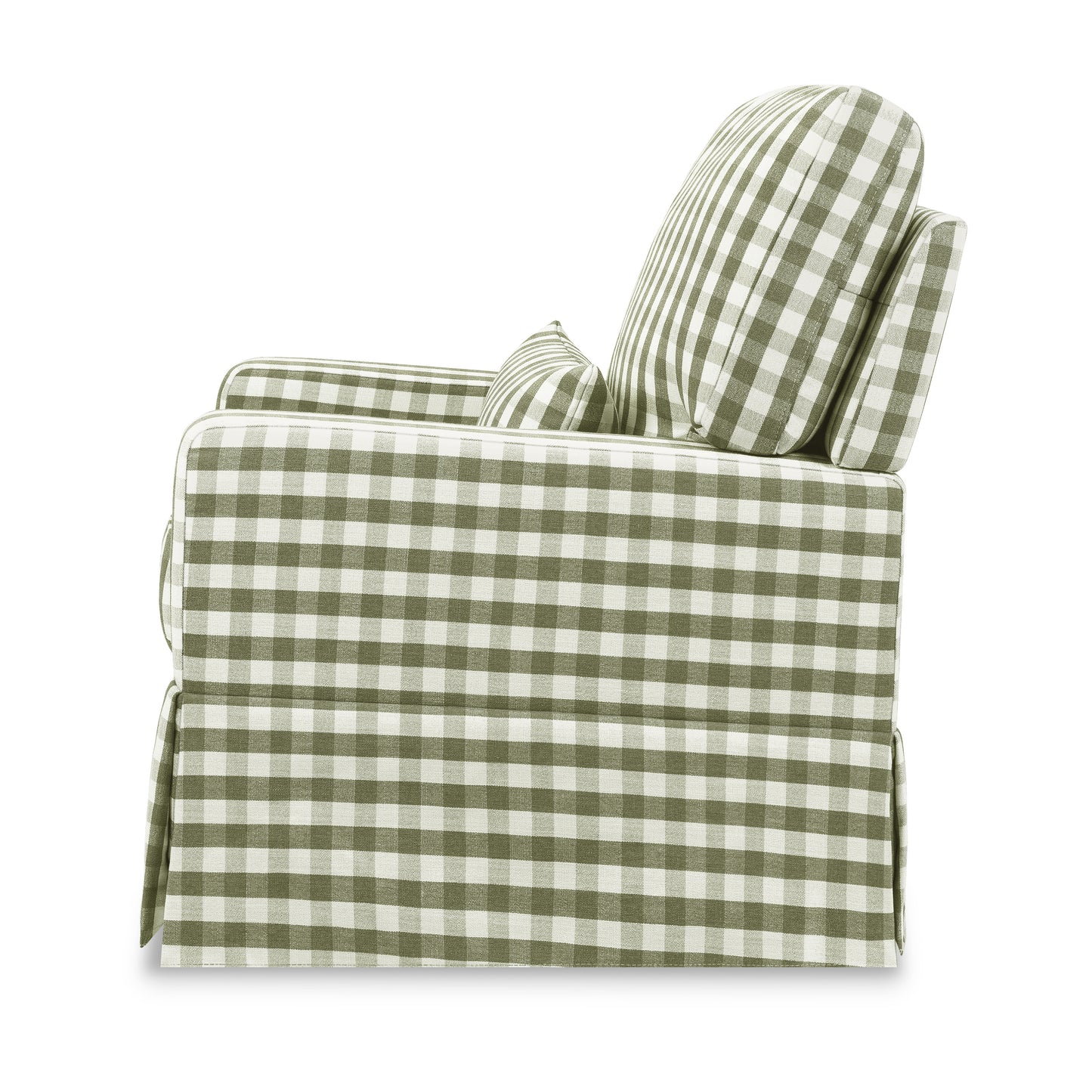 M21787GGH,Namesake,Crawford Pillowback Comfort Swivel Glider in Moss Green Gingham