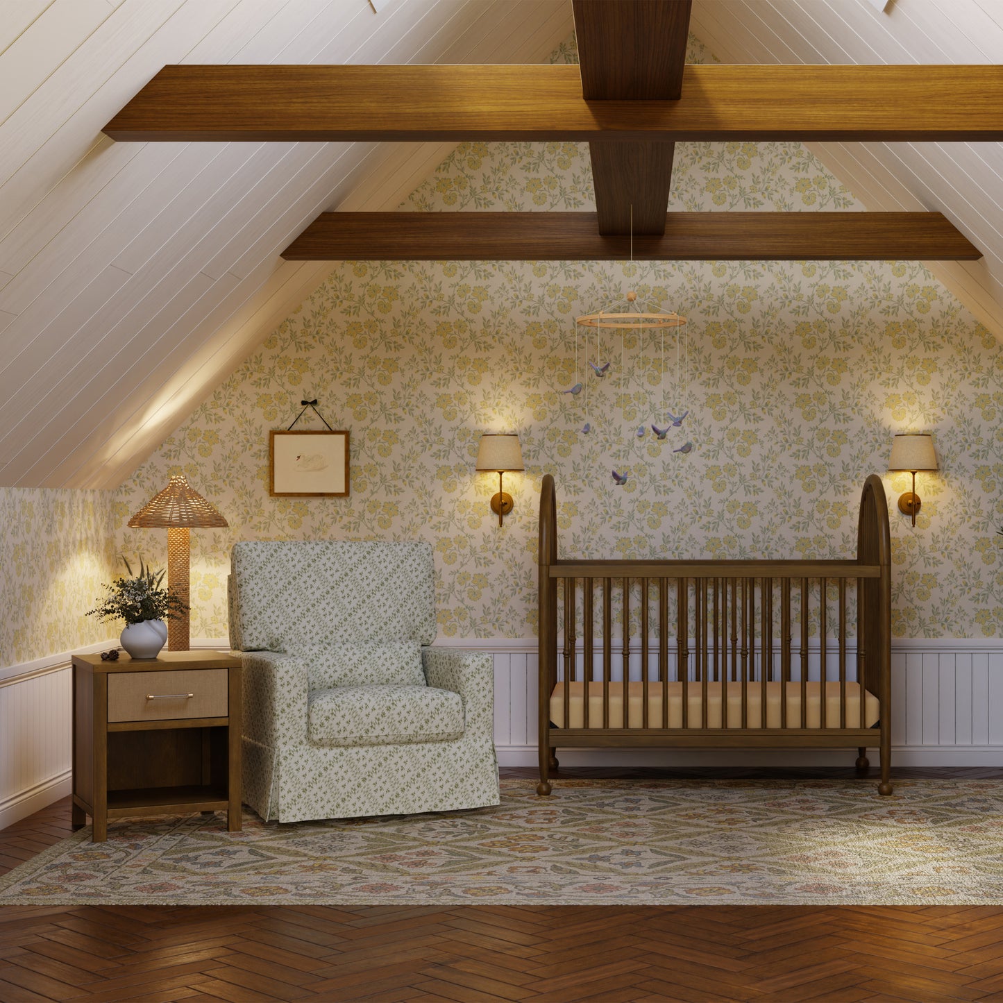 M21787GLT,Namesake,Sarah Flint x Namesake Crawford Swivel Glider in Green Lattice Performance Eco-Weave