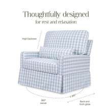 M21797BGH,Crawford Chair and a Half Pillowback Swivel Glider in Blue Gingham