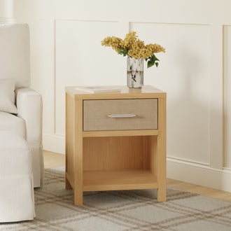 M24860HYPSEW,Namesake,Eloise Nightstand  Assembled in Honey & Performance Sand Eco-Weave