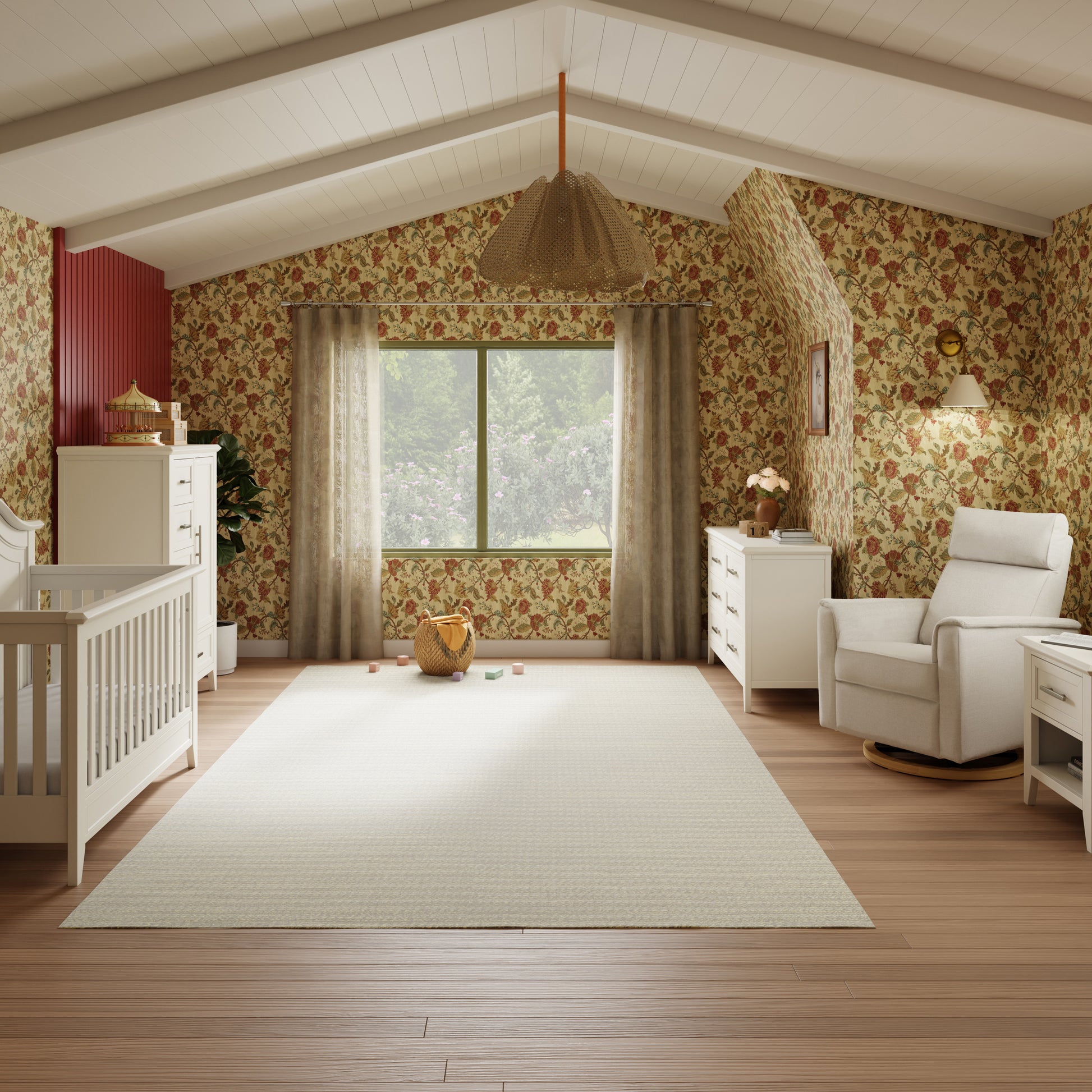 B17186PCMEWLB,Monogram by Namesake,Willa Plus Power Glider Recliner w/ Power Headrest in Performance Cream Eco-Weave w/Light Wood base