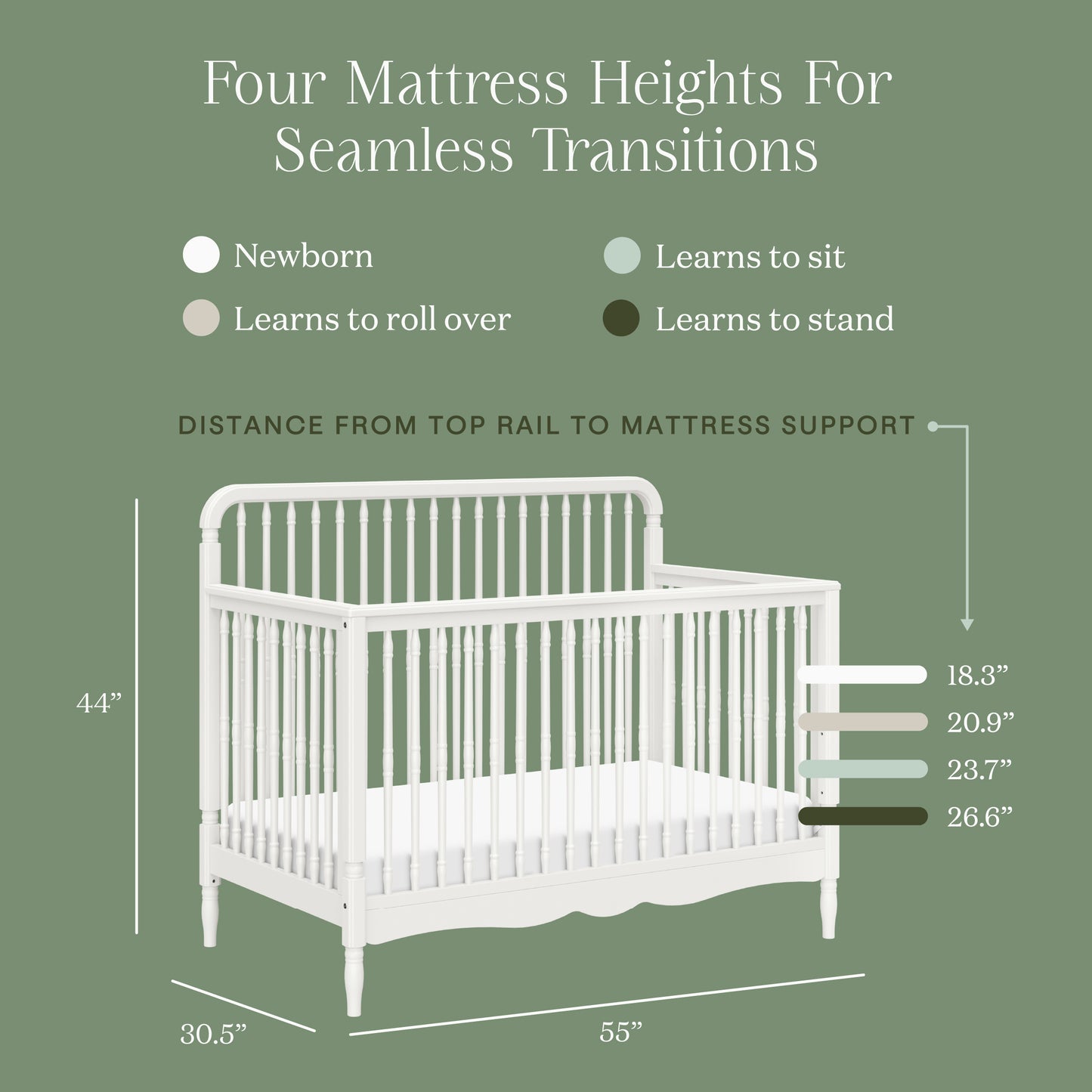 M7141RW,Namesake,Liberty 4-in-1 Convertible Spindle Crib in Warm White