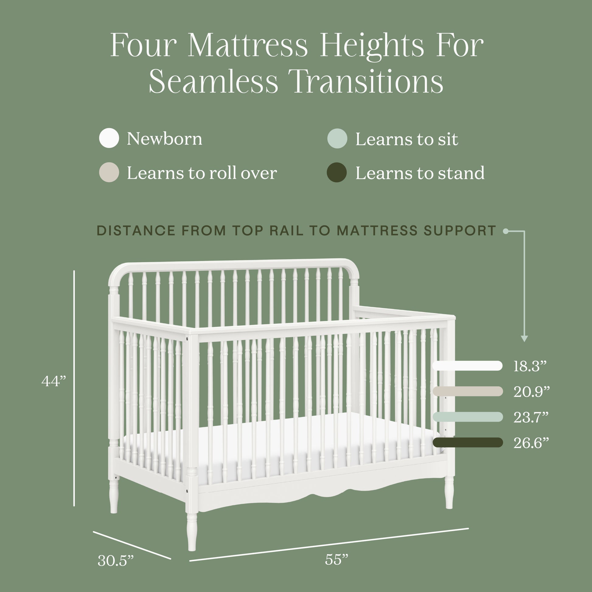M7141RW,Namesake,Liberty 4-in-1 Convertible Spindle Crib in Warm White