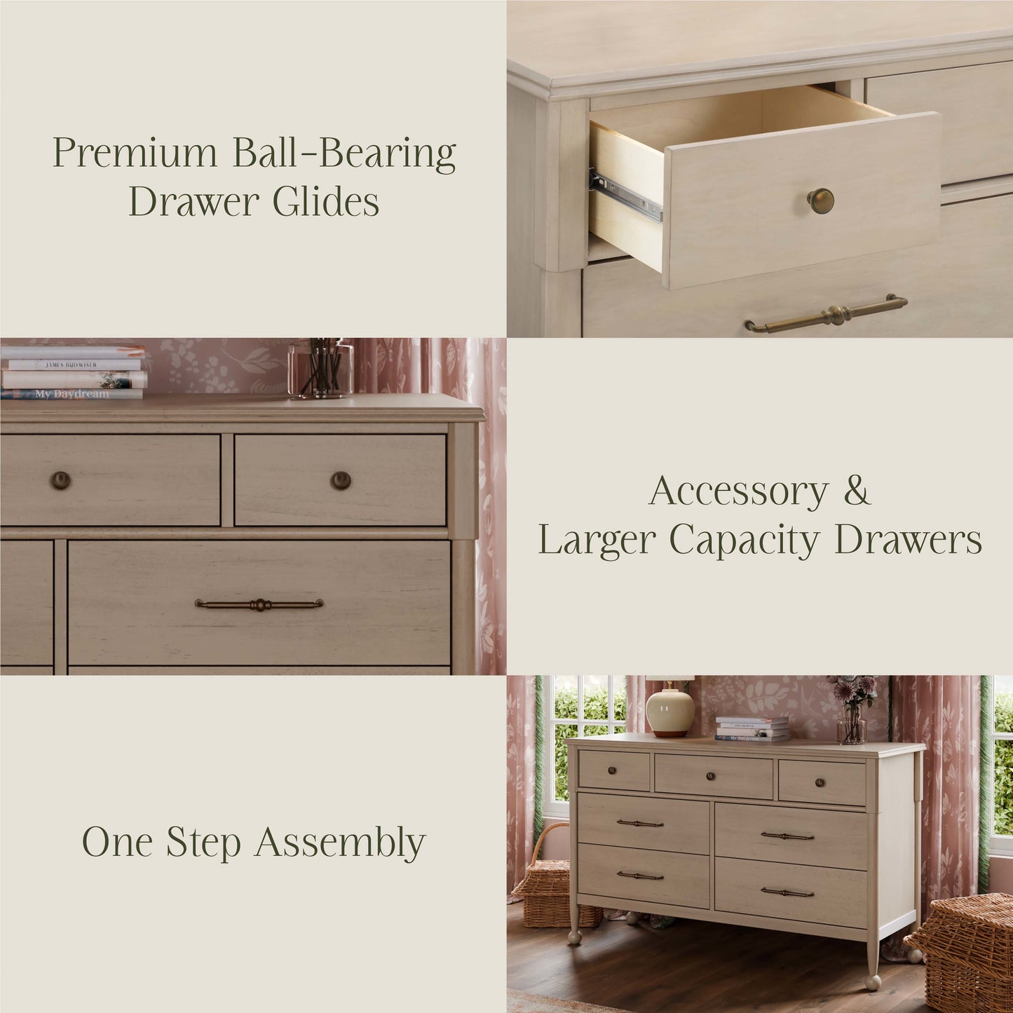 M31416WP,Namesake,Alouette 7-Drawer Assembled Dresser in Washed Pine